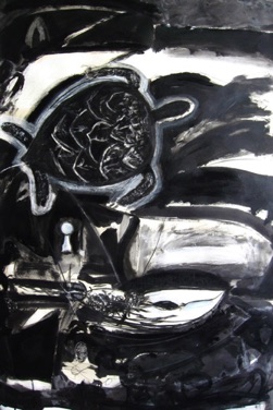 Flying Turtle
Charcoal, acrylic & ink on paper, 112 x 76cm
Flying Turtle
Charcoal, acrylic & ink on paper, 112 x 76cm
